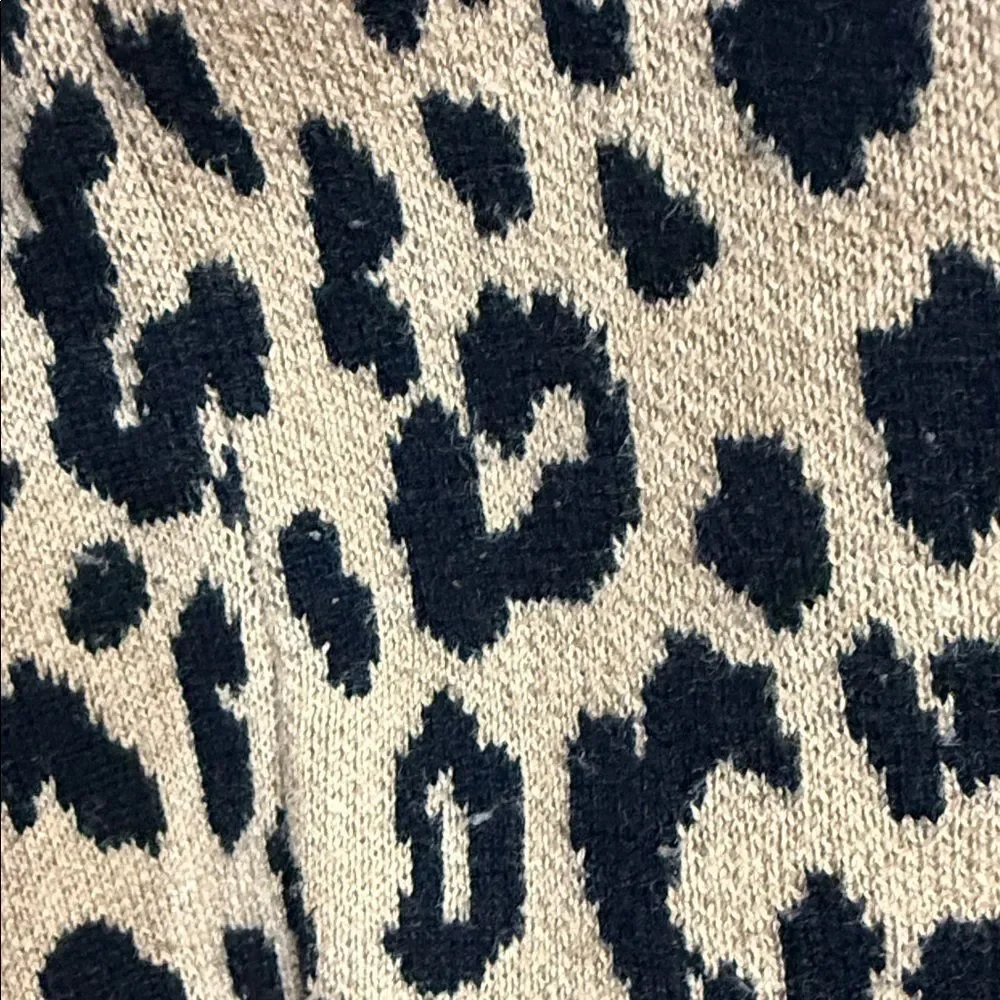 J.Crew Leopard Print Sweater Crewneck Merino Wool Blend Tan Black Women’s Small